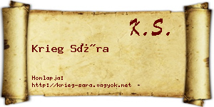 Krieg Sára névjegykártya